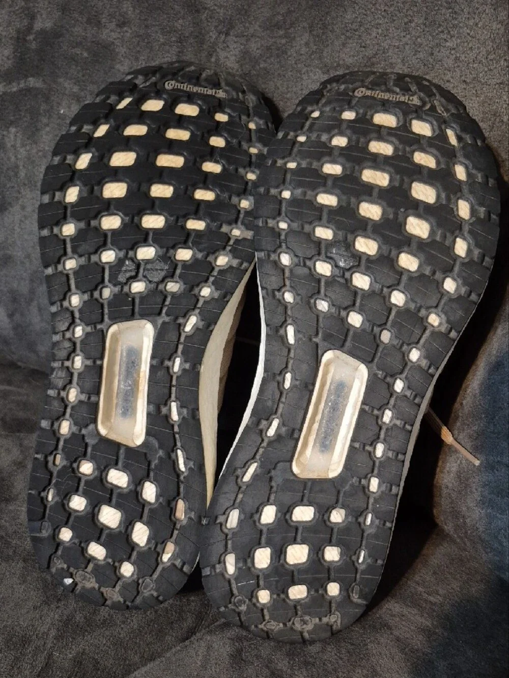 adidas Beige and Black Knit Running Sneakers